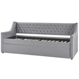 Beliani Trundle Bed Velvet Montargis 90 X 200 Cm (Eu Single) Light Grey - thumbnail 5