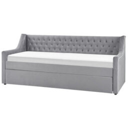 Beliani Trundle Bed Velvet Montargis 90 X 200 Cm (Eu Single) Light Grey - thumbnail 4