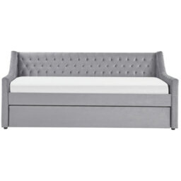 Beliani Trundle Bed Velvet Montargis 90 X 200 Cm (Eu Single) Light Grey - thumbnail 6