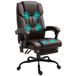 Vinsetto Pu Massage Office Chair Height Adjustable Desk Chair Brown - thumbnail 2