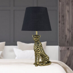 First Choice Lighting Bella - Gold Cheetah Table Lamp With Black Fabric Shade - thumbnail 5