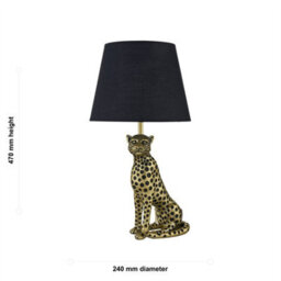 First Choice Lighting Bella - Gold Cheetah Table Lamp With Black Fabric Shade - thumbnail 7