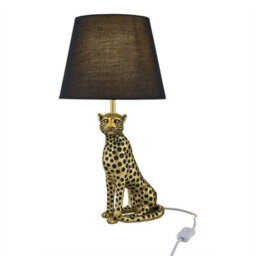 First Choice Lighting Bella - Gold Cheetah Table Lamp With Black Fabric Shade - thumbnail 2