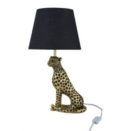 First Choice Lighting Bella - Gold Cheetah Table Lamp With Black Fabric Shade - thumbnail 3
