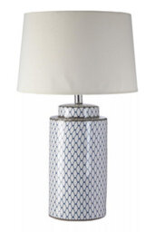 Orsina Ceramic Table Lamp With Cream Shade, Tapered Textured Base Table Light, Elegant Cylindrical Ceramic Lamp