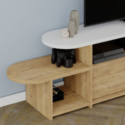 Decortie Lyra Modern Tv Stand Multimedia Centre Tv Unit Oak White With Storage Cabinet 167Cm - thumbnail 3