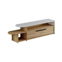 Decortie Lyra Modern Tv Stand Multimedia Centre Tv Unit Oak White With Storage Cabinet 167Cm - thumbnail 2