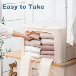 5 Boxes Clothes Storage Box Dual Zip Wardrobe Organizer- Steel Frame Closet Boxes - thumbnail 4