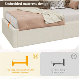Single L-Shaped Upholstered Daybed With Storage, Hydraulic Lift, Usb And Reading Light - thumbnail 5