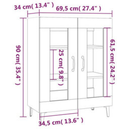 Vidaxl Sideboard Grey Sonoma 69.5X34X90 Cm Engineered Wood - thumbnail 9