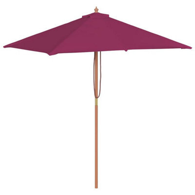 Berkfield Elegant Outdoor Parasol With Wooden Pole 150X200 Cm Bordeaux Red - image 1