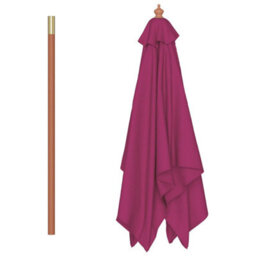 Berkfield Elegant Outdoor Parasol With Wooden Pole 150X200 Cm Bordeaux Red - thumbnail 5