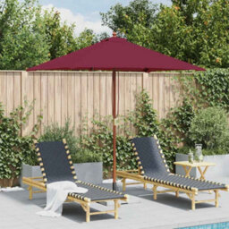 Berkfield Elegant Outdoor Parasol With Wooden Pole 150X200 Cm Bordeaux Red - thumbnail 2