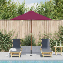 Berkfield Elegant Outdoor Parasol With Wooden Pole 150X200 Cm Bordeaux Red - thumbnail 3