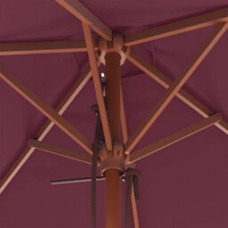 Berkfield Elegant Outdoor Parasol With Wooden Pole 150X200 Cm Bordeaux Red - thumbnail 8