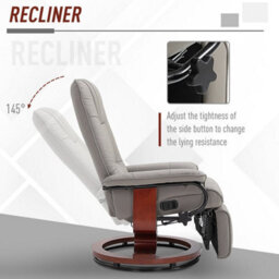 Grey Ergonomic Recliner Sofa Chair Pu Leather Armchair Lounger With Footrest - thumbnail 3