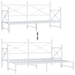 Berkfield Daybed With Trundle Without Mattress White 90X200 Cm Steel - thumbnail 9