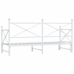 Berkfield Daybed With Trundle Without Mattress White 90X200 Cm Steel - thumbnail 8