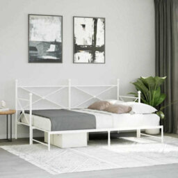 Berkfield Daybed With Trundle Without Mattress White 90X200 Cm Steel - thumbnail 3