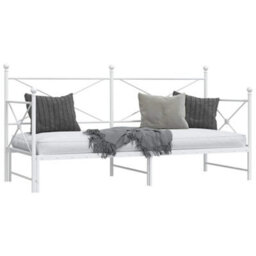 Berkfield Daybed With Trundle Without Mattress White 90X200 Cm Steel - thumbnail 5
