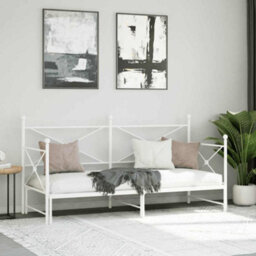 Berkfield Daybed With Trundle Without Mattress White 90X200 Cm Steel - thumbnail 4