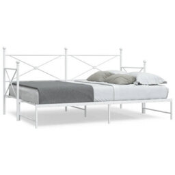 Berkfield Daybed With Trundle Without Mattress White 90X200 Cm Steel