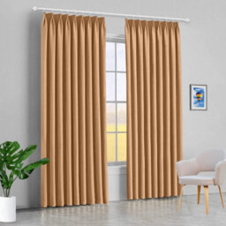 Aspire Homeware Beige Plain Blackout Curtains Room Darkening Pencil Pleat Curtain Pair (W) 228Cm X (D)228Cm With Tie Back Pair - thumbnail 8