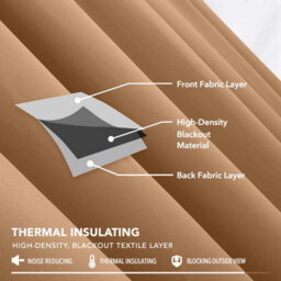 Aspire Homeware Beige Plain Blackout Curtains Room Darkening Pencil Pleat Curtain Pair (W) 228Cm X (D)228Cm With Tie Back Pair - thumbnail 2