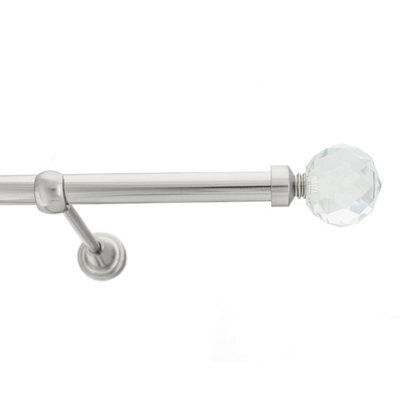 Toolty Inox Metal Curtain Pole 19mm With Finials Rod Classic Brackets Beluna 145Cm