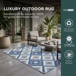 Homescapes Mia Aztec Blue Outdoor Rug, 240 X 300 Cm - thumbnail 2