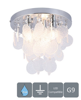 Harper Living Crystal Bathroom Ceiling Light 3Xg9 Cap Type Modern Water Resistant (Ip44) Circular Crystals - image 1