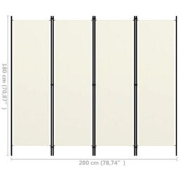 Berkfield 4-Panel Room Divider Cream White 200X180 Cm - thumbnail 6