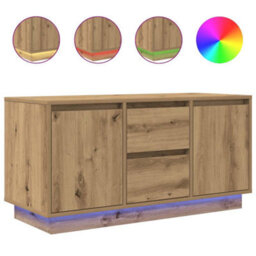 Berkfield Tv Cabinet With Led Lights Artisan Oak 100X41X50 Cm - thumbnail 2