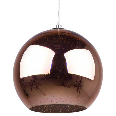 Wyld and Coco Auroralux Pendant Ceiling Lamp Copper-Plated Glass Globe With Starburst Glow - 25Cm X 118Cm - image 1