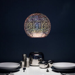Wyld and Coco Auroralux Pendant Ceiling Lamp Copper-Plated Glass Globe With Starburst Glow - 25Cm X 118Cm - thumbnail 2