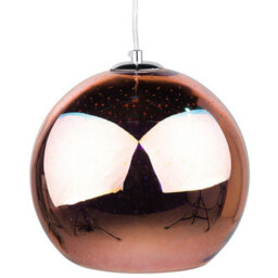 Wyld and Coco Auroralux Pendant Ceiling Lamp Copper-Plated Glass Globe With Starburst Glow - 25Cm X 118Cm - thumbnail 7