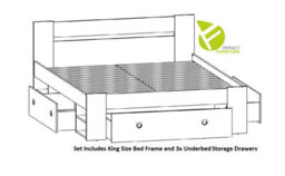 Impact Furniture White King Size Bed With Drawers Shelves Storage Frame Headboard 160Cm Wooden Euro Wooden Slats Nepo - thumbnail 7