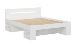 Impact Furniture White King Size Bed With Drawers Shelves Storage Frame Headboard 160Cm Wooden Euro Wooden Slats Nepo - thumbnail 6