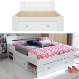 Impact Furniture White King Size Storage Bed With Drawers Shelves Headboard Wooden Euro 160Cm Slats Nepo