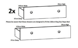 Impact Furniture White King Size Bed With Drawers Shelves Storage Frame Headboard 160Cm Wooden Euro Wooden Slats Nepo - thumbnail 9