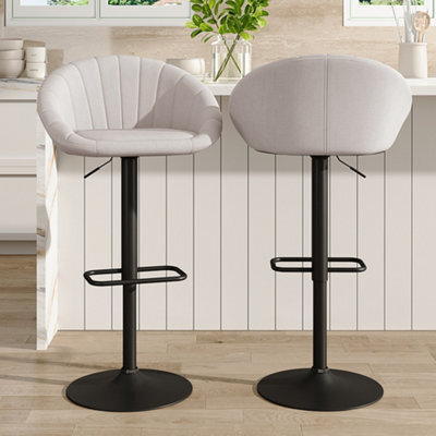 Living And Home Bar Stool Set Of 2 Beige Chic Swivel Breakfast Bar Stools With Footrest - image 1