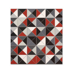 Warren Reed Designer Grey Red Triangle Geometric Premium Glass Kitchen Splashback W700mm X H650mm - thumbnail 2