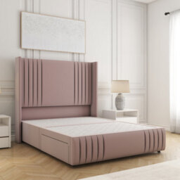 Bsspoke Peyton Divan Bed Set Pink Plush Velvet With 54Inch Headboard & Footboard 2 Drawers Footend & No Mattress In All Sizes - thumbnail 2