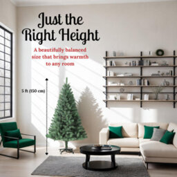 Evre Artificial Christmas Tree 5Ft 150Cm Extra Bushy 500 Tips Strong Metal Stand - 4/5/6/7/8 Ft Available - thumbnail 4