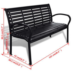 Walplus Garden Bench 125 Cm Steel And Wpc Black - thumbnail 5