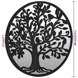 Berkfield Garden Mirror Black 60X2.5 Cm Iron Round For Outdoor Use - thumbnail 6