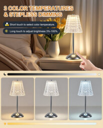 Harper Living Rechargeable Table Lamp, Bedside Reading Light Polished Chrome Finish, Cordless Touch Lamps For Bedroom Living Room - thumbnail 5