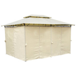 Charles Bentley 3M X 4M Steel Art Beige Gazebo With Side Curtains Marquee Tent - thumbnail 2