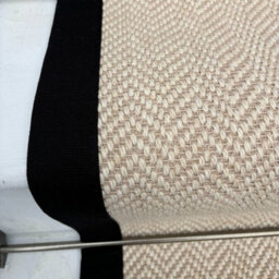 RainbowHome Herringbone Chalk Beige Wool Stair Runner With 100% Black Cotton Border Sample - thumbnail 3