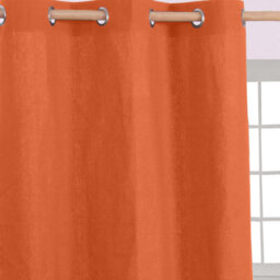 Homescapes Cotton Plain Burnt Orange Ready Made Eyelet Curtain Pair, 137 X 228Cm - thumbnail 2
